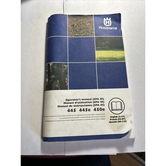 Husqvarna Chain Saw 445 445e 450e Operator’s Manual - Picture 1 of 6